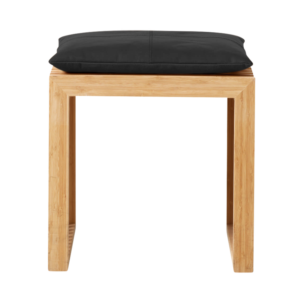 Rib sæt, bambus skammel, sort læderhynde