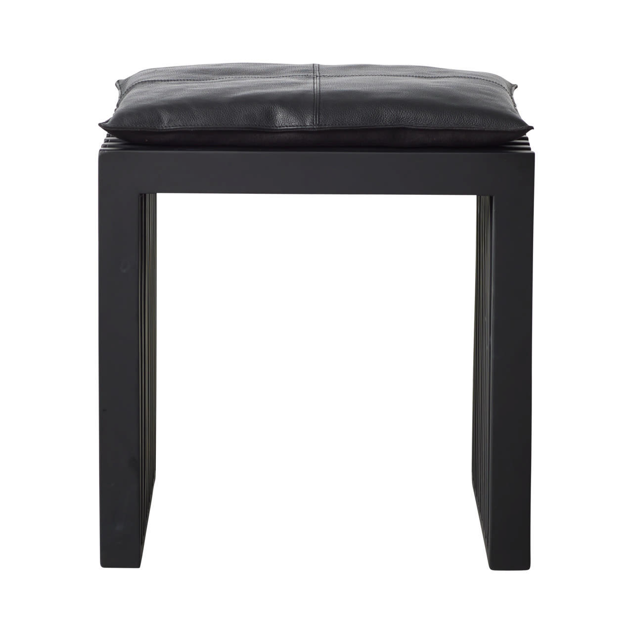 Rib sæt, mahogni skammel sort, sort læderhynde