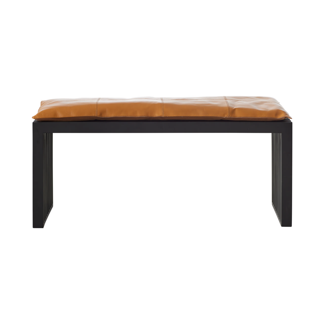 Rib sæt, mahogni bænk sort, lys læderhynde