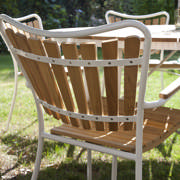 Ellen sæt, teak & hvid alu Ø130cm + 5 stole