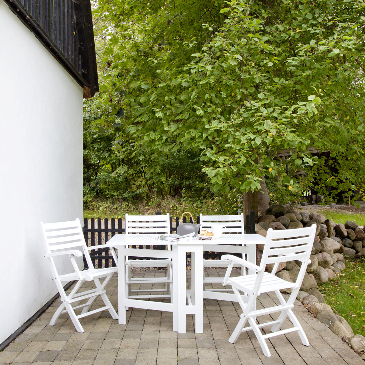 Butterfly sæt,1 bord + 4 York stole m/armlæn, hvid