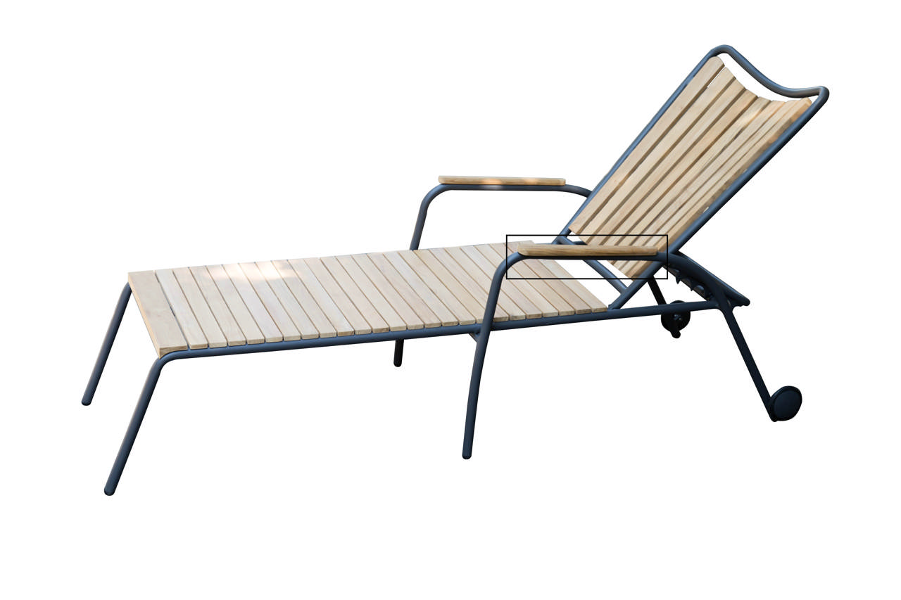 Venstre armlæn til Kerteminde solvogn, teak